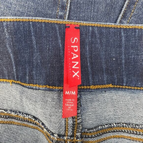 Spanx Jean Women's M (10-12) Blue Ankle Skinny Raw Hem High Rise Stretch - Picture 5 of 12